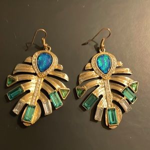 Gold Monstera Leaf Jewel Earrings